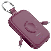 RORRY CharmGo Portable Charger, 5000mAh Portable Charger Power Bank | Built-in Cables,Travel Keychain Battery Pack Essentions for Apple Watch 1~11 Series/Ultra/SE & iPhone Air/17/16/15/14/13/12