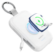 RORRY CharmGo Portable Charger, 5000mAh Portable Charger Power Bank | Built-in Cables,Travel Keychain Battery Pack Essentions for Apple Watch 1~11 Series/Ultra/SE & iPhone Air/17/16/15/14/13/12