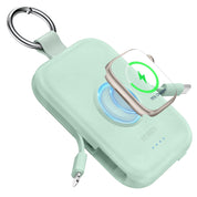 RORRY CharmGo Portable Charger, 5000mAh Portable Charger Power Bank | Built-in Cables,Travel Keychain Battery Pack Essentions for Apple Watch 1~11 Series/Ultra/SE & iPhone Air/17/16/15/14/13/12