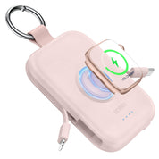 RORRY CharmGo Portable Charger, 5000mAh Portable Charger Power Bank | Built-in Cables,Travel Keychain Battery Pack Essentions for Apple Watch 1~11 Series/Ultra/SE & iPhone Air/17/16/15/14/13/12