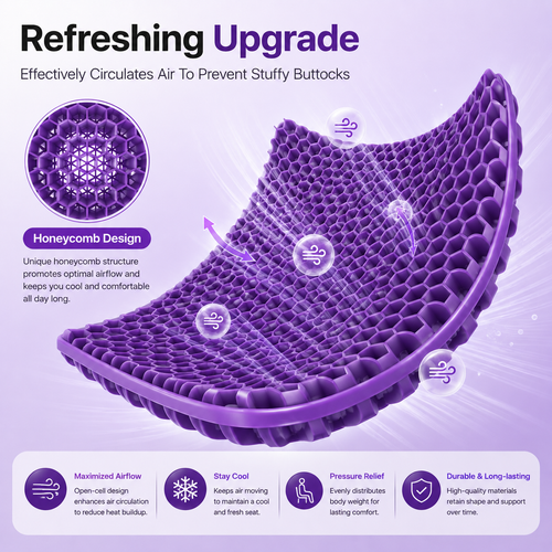 Colcabin™ Honeycomb Cooling Gel Seat Cushion — Comfortable Support for Long Sitting